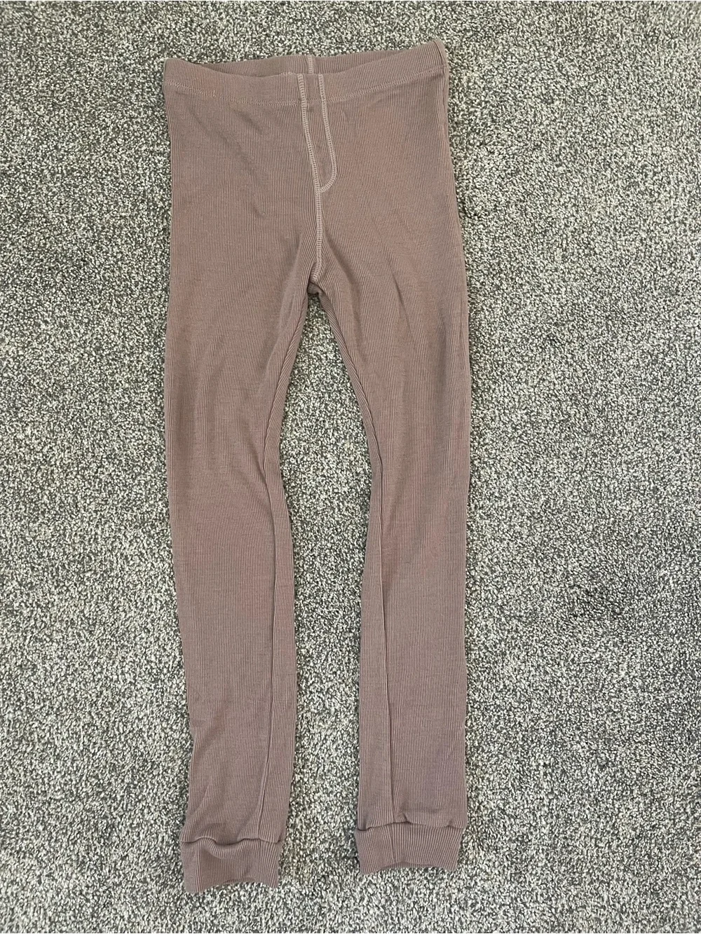 Zara Wool Blended Two-Piece Ribbed Pajama Set - Taupe Brown
